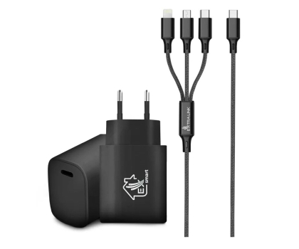 Ładowarka i akumulator ExtraLink Smart Life SET03 Kabel 3w1 1,2m ładowarka 12 W PD3.0 czarny